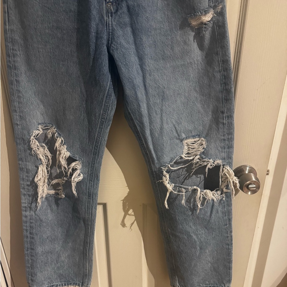 AGOLDE 90's High Rise Pinch Waist Straight Jeans Size 27 Button Fly Distressed - Picture 3 of 14